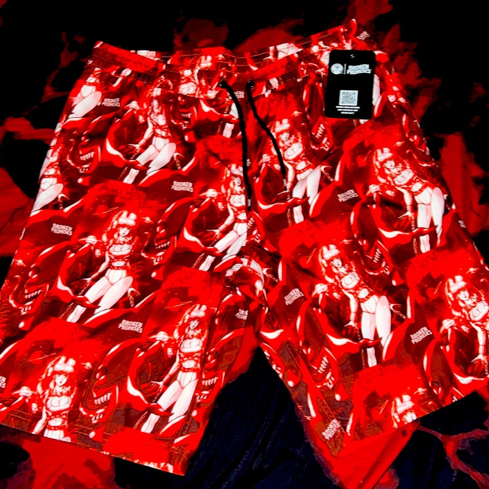 Broken Promises Anything But Here Red Shorts Meduim